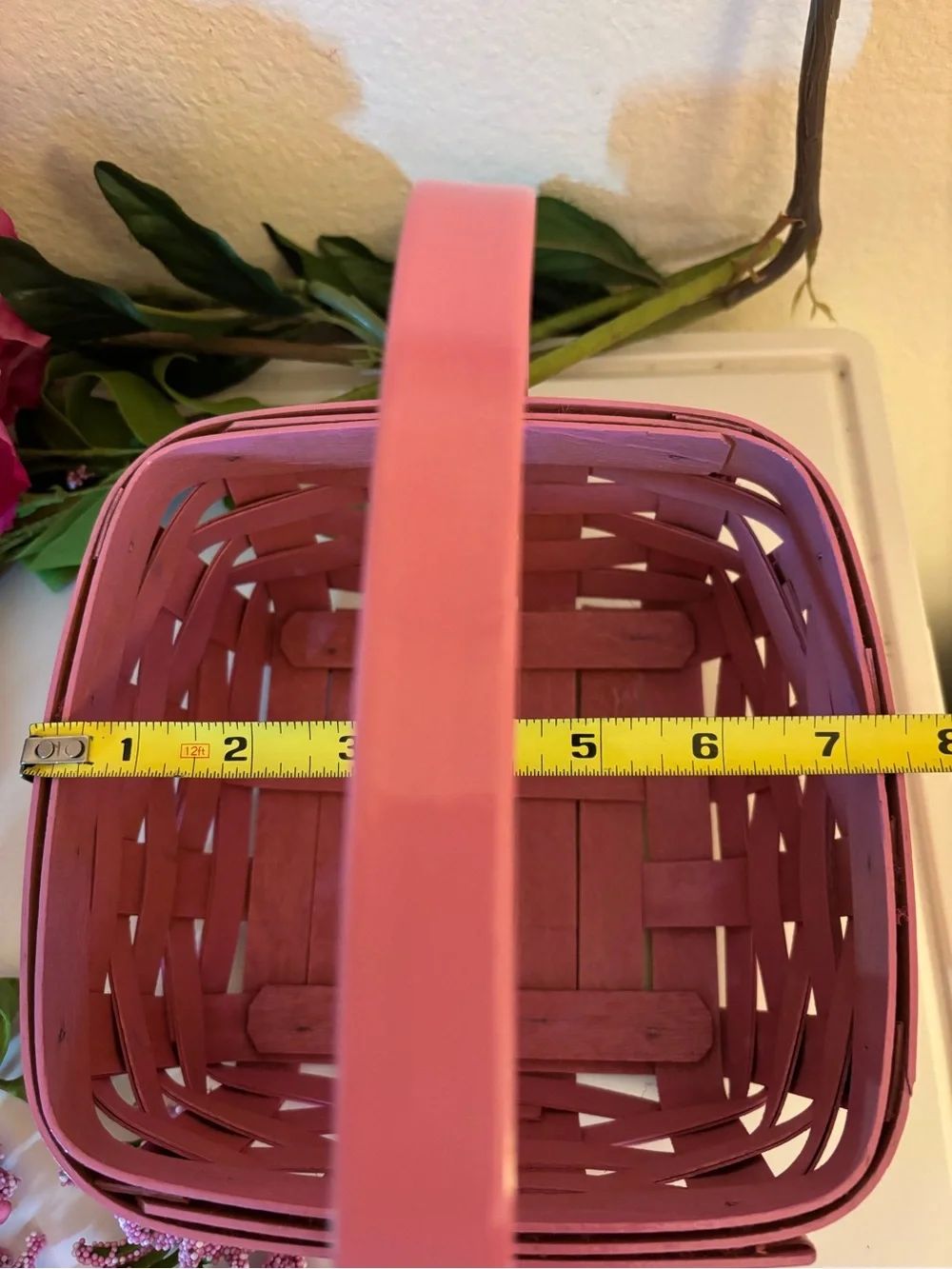 Vintage Longaberger 1998 Medium Berry Basket, Glossy Pink, 7.5” W, 3.75” H
